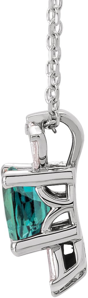 Platinum Round Lab-Grown Alexandrite & Natural Diamond Accented Necklace or Pendant – 1/6 CTW - view 2