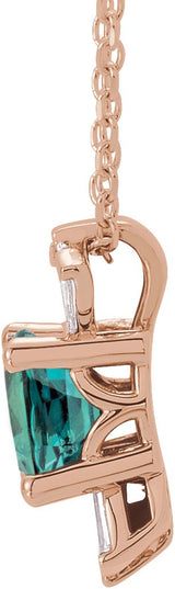 14K Gold Round Lab-Grown Alexandrite & Natural Diamond Accented Necklace or Pendant – 1/6 CTW - Rose Gold - view 2