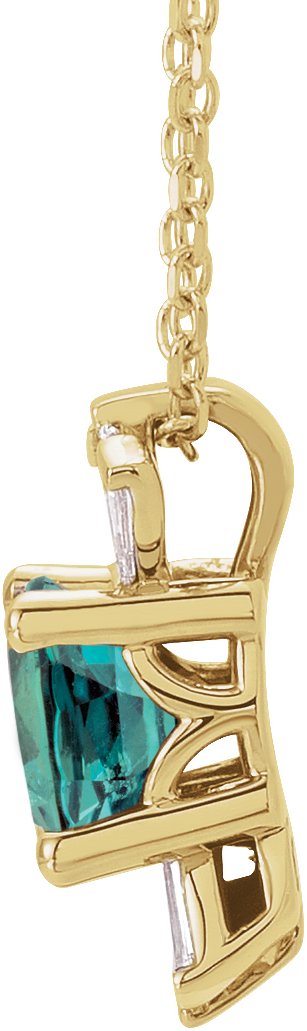 14K Gold Round Lab-Grown Alexandrite & Natural Diamond Accented Necklace or Pendant – 1/6 CTW - Yellow Gold - view 2
