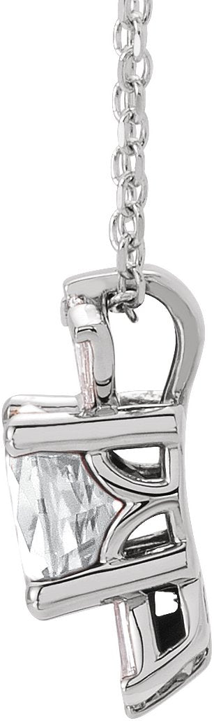 Platinum Round Natural White Sapphire & Natural Diamond Accented Necklace or Pendant – 1/6 CTW - view 2