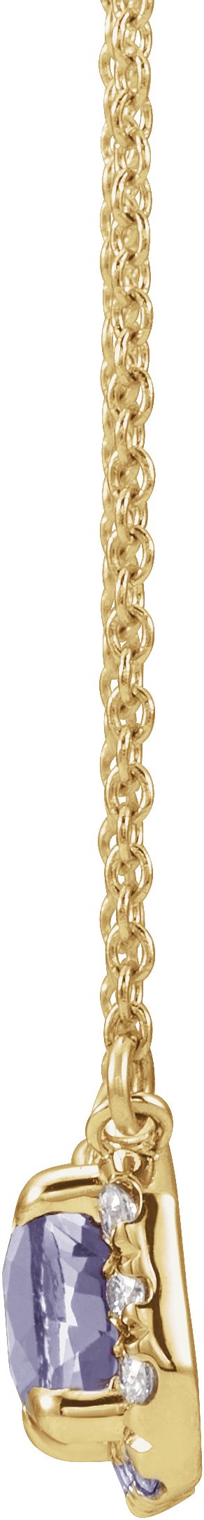14K Gold Emerald Natural Tanzanite & Natural Diamond French-Set Halo-Style Necklace - Yellow Gold - view 2