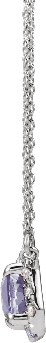 Platinum Emerald Natural Tanzanite & Natural Diamond French-Set Halo-Style Necklace - view 2