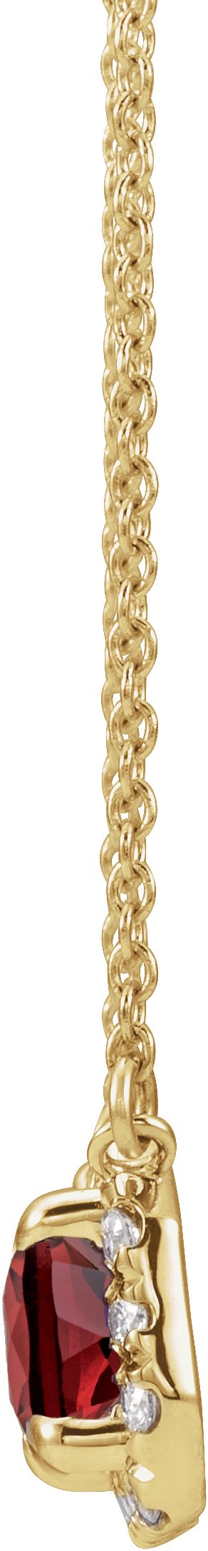 14K Gold Emerald Natural Mozambique Garnet & Natural Diamond French-Set Halo-Style Necklace - Yellow Gold - view 2