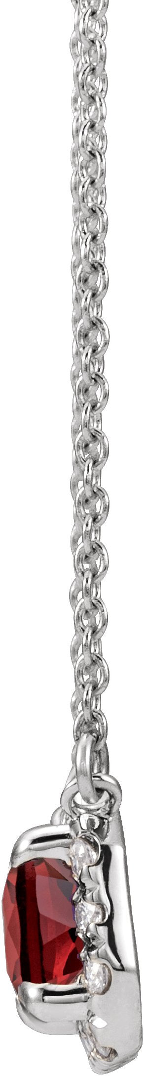 Platinum Emerald Natural Mozambique Garnet & Natural Diamond French-Set Halo-Style Necklace - view 2