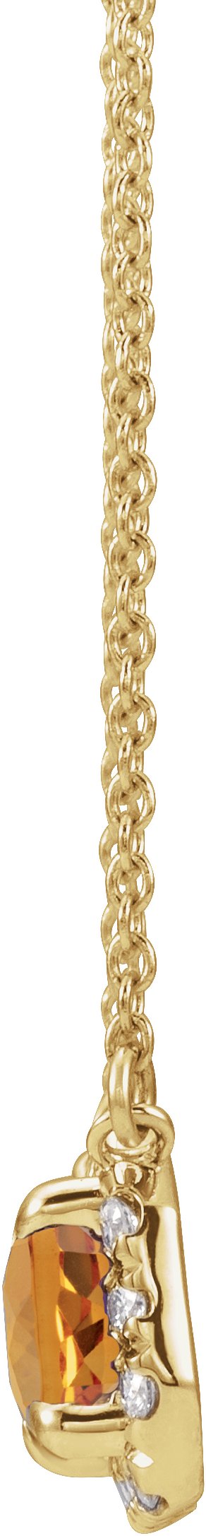 14K Gold Emerald Natural Citrine & Natural Diamond French-Set Halo-Style Necklace - Yellow Gold - view 2