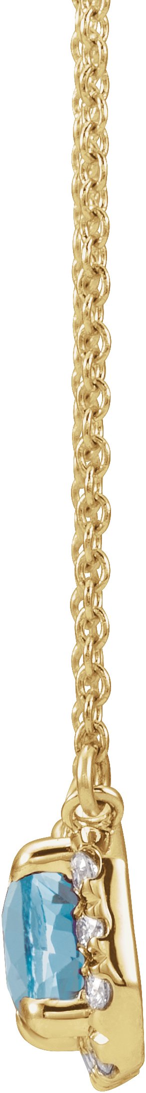 14K Gold Emerald Natural Aquamarine & Natural Diamond French-Set Halo-Style Necklace - Yellow Gold - view 2