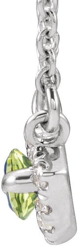 14K Gold Marquise Natural Peridot & Natural Diamond French-Set Halo-Style Necklace - White Gold - view 3