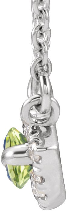 14K Gold Marquise Natural Peridot & Natural Diamond French-Set Halo-Style Necklace - White Gold - view 3