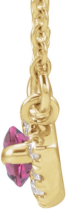 14K Gold Marquise Natural Pink Tourmaline & Natural Diamond French-Set Halo-Style Necklace - Yellow Gold - view 2