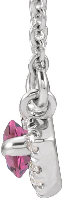 Platinum Marquise Natural Pink Tourmaline & Natural Diamond French-Set Halo-Style Necklace - view 2