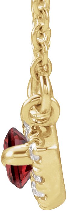 14K Gold Marquise Natural Mozambique Garnet & Natural Diamond French-Set Halo-Style Necklace - Yellow Gold - view 2