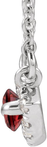 14K Gold Marquise Natural Mozambique Garnet & Natural Diamond French-Set Halo-Style Necklace - White Gold - view 3