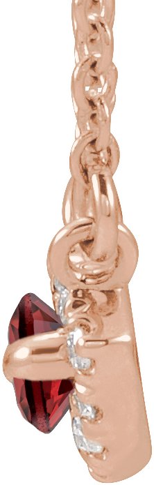 14K Gold Marquise Natural Mozambique Garnet & Natural Diamond French-Set Halo-Style Necklace - Rose Gold - view 2