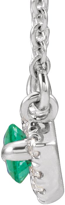 Platinum Marquise Natural Emerald & Natural Diamond French-Set Halo-Style Necklace - view 2