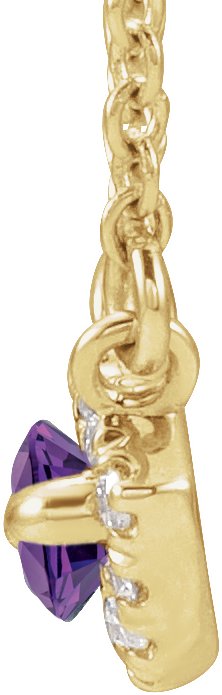 14K Gold Marquise Natural Amethyst & Natural Diamond French-Set Halo-Style Necklace - Yellow Gold - view 2