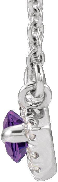 Platinum Marquise Natural Amethyst & Natural Diamond French-Set Halo-Style Necklace - view 2