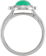 Platinum Round Natural Diamond Bezel-Set Cabochon Ring - view 2
