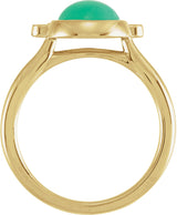 14K Gold Round Natural Diamond Bezel-Set Cabochon Ring - Yellow Gold - view 2