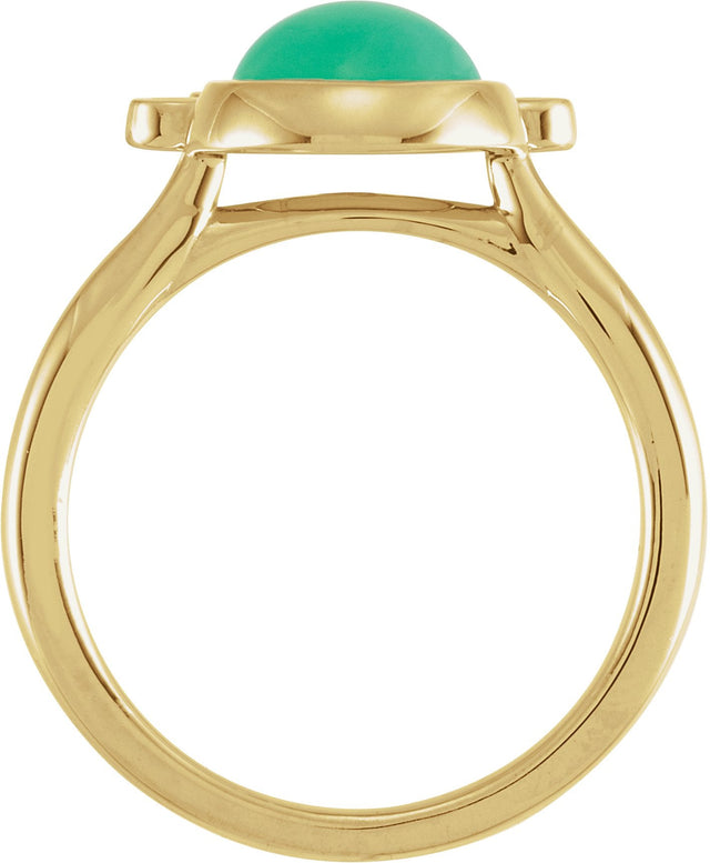 14K Gold Round Natural Diamond Bezel-Set Cabochon Ring - Yellow Gold - view 2