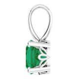 14K Gold Cushion Lab-Grown Emerald Solitaire Scroll Setting Pendant - White Gold - view 3
