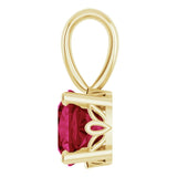 14K Gold Cushion Lab-Grown Ruby Solitaire Scroll Setting Pendant - Yellow Gold - view 3