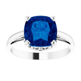 14K Gold Lab-Grown Blue Sapphire Cushion Scroll Setting Ring - White Gold - view 3