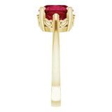 14K Gold Lab-Grown Ruby Cushion Scroll Setting Ring - Yellow Gold - view 4