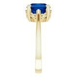 14K Gold Lab-Grown Blue Sapphire Cushion Scroll Setting Ring - Yellow Gold - view 4