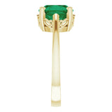14K Gold Lab-Grown Emerald Cushion Scroll Setting Ring - Yellow Gold - view 4