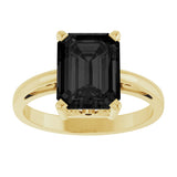 14K Gold Emerald Natural Black Onyx Scroll Setting Solitaire Ring - Yellow Gold - view 3