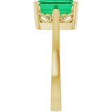 14K Gold Emerald Lab-Grown Emerald Scroll Setting Solitaire Ring - Yellow Gold - view 4
