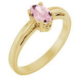 14K Gold Oval Natural Pink Morganite Scroll Setting Solitaire Ring - Yellow Gold