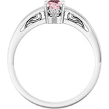 14K Gold Oval Natural Pink Morganite Scroll Setting Solitaire Ring - White Gold - view 2