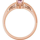 14K Gold Oval Natural Pink Morganite Scroll Setting Solitaire Ring - Rose Gold - view 2