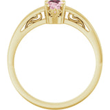 14K Gold Oval Natural Pink Morganite Scroll Setting Solitaire Ring - Yellow Gold - view 2