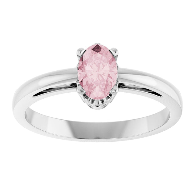 14K Gold Oval Natural Pink Morganite Scroll Setting Solitaire Ring - White Gold - view 3