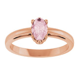 14K Gold Oval Natural Pink Morganite Scroll Setting Solitaire Ring - Rose Gold - view 3