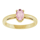 14K Gold Oval Natural Pink Morganite Scroll Setting Solitaire Ring - Yellow Gold - view 3