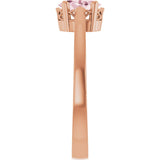 14K Gold Oval Natural Pink Morganite Scroll Setting Solitaire Ring - Rose Gold - view 4