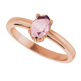14K Gold Oval Natural Pink Morganite Scroll Setting Solitaire Ring - Rose Gold - view 5