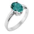 14K Gold Oval Lab-Grown Alexandrite Scroll Setting Solitaire Ring - White Gold