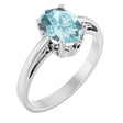 14K Gold Oval Natural Sky Blue Topaz Scroll Setting Solitaire Ring - White Gold