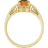 14K Gold Oval Natural Citrine Scroll Setting Solitaire Ring - Yellow Gold - view 2