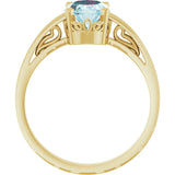 14K Gold Oval Natural Sky Blue Topaz Scroll Setting Solitaire Ring - Yellow Gold - view 2
