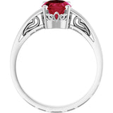 14K Gold Oval Lab-Grown Ruby Scroll Setting Solitaire Ring - White Gold - view 2