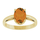 14K Gold Oval Natural Citrine Scroll Setting Solitaire Ring - Yellow Gold - view 3