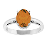14K Gold Oval Natural Citrine Scroll Setting Solitaire Ring - White Gold - view 3