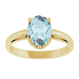 14K Gold Oval Natural Sky Blue Topaz Scroll Setting Solitaire Ring - Yellow Gold - view 3