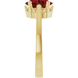 14K Gold Oval Natural Mozambique Garnet Scroll Setting Solitaire Ring - Yellow Gold - view 4