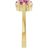 14K Gold Oval Natural Pink Tourmaline Scroll Setting Solitaire Ring - Yellow Gold - view 4